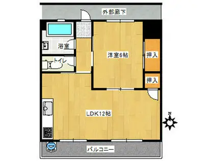 メゾン共栄(1LDK/5階)の間取り写真
