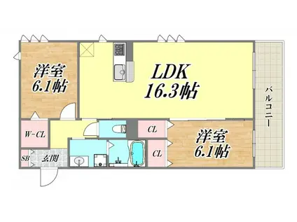 ルネ・ムーン(2LDK/1階)の間取り写真