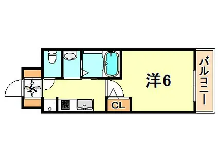 エステムコート神戸元町2ブリーズ(1K/2階)の間取り写真