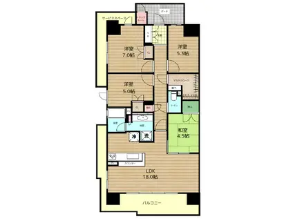 ジオ福島野田 THE MARKS(4LDK/12階)の間取り写真