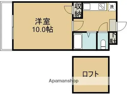 スカイハウス本荘II(1K/2階)の間取り写真