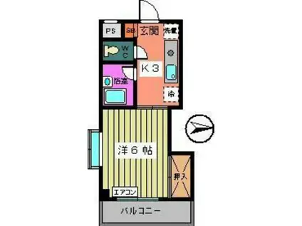 第3サンフラワーマンション(1K/2階)の間取り写真