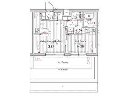 ガーラ・ヴィスタ調布(1LDK/4階)の間取り写真