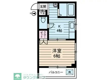 ハイツ リバーランド(1K/4階)の間取り写真