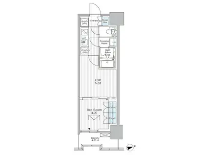 パークアクシス市川(1DK/5階)の間取り写真