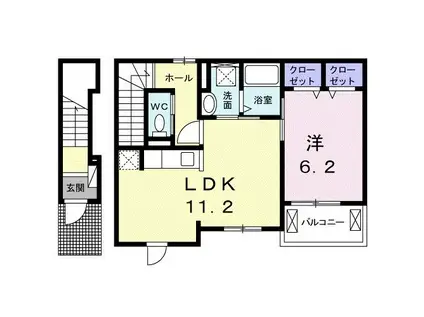 アカンサス(1LDK/2階)の間取り写真