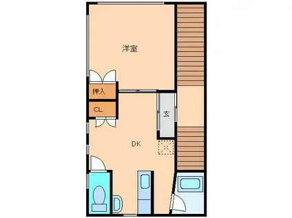 えんやビル(1DK/2階)の間取り写真