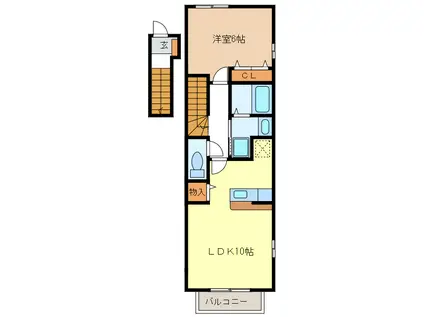 ブロードヒルズ(1LDK/2階)の間取り写真