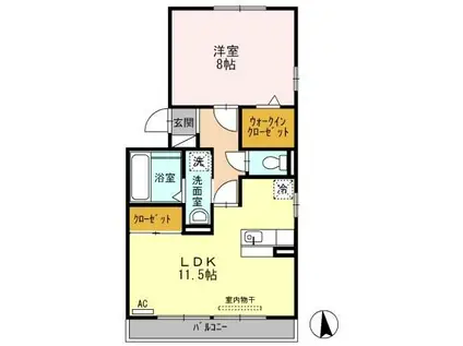 フォルトゥーナI(1LDK/2階)の間取り写真