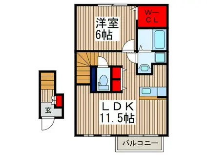 プリムローズ(1LDK/2階)の間取り写真
