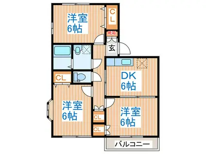 プレミールII(3DK/1階)の間取り写真