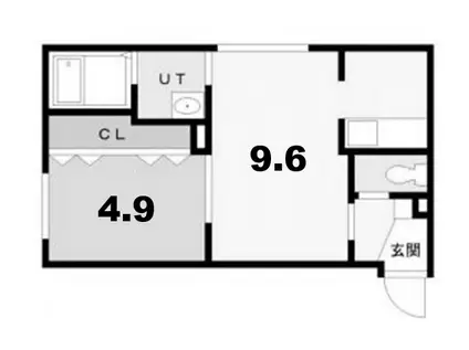エクセル黄金北(1LDK/4階)の間取り写真