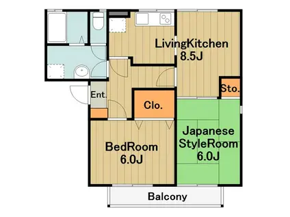 フレマリール塩澤A棟B棟(2DK/2階)の間取り写真