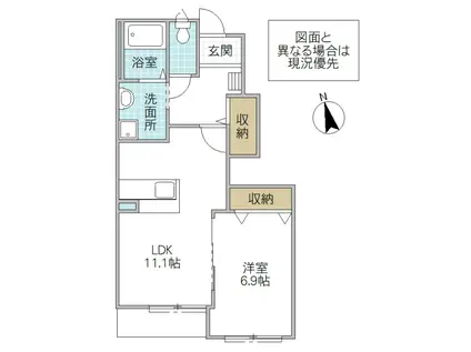 ソレイユ A(1LDK/1階)の間取り写真