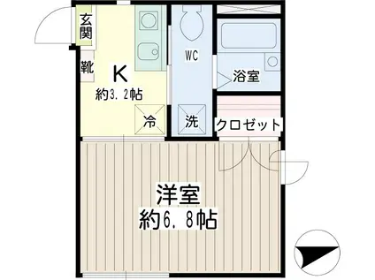 クレイン(1K/1階)の間取り写真