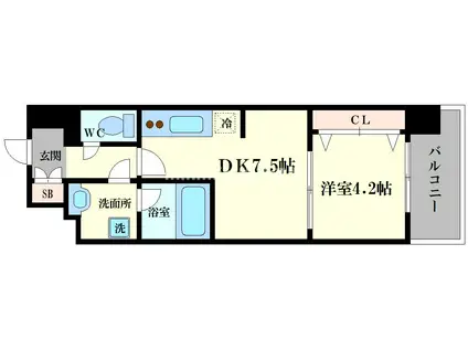 SPLENDIDE NAMBAIII(1DK/12階)の間取り写真