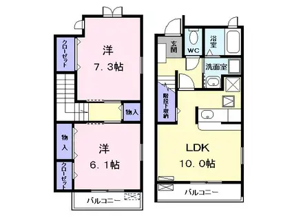 プレッソエコーV(2LDK/1階)の間取り写真