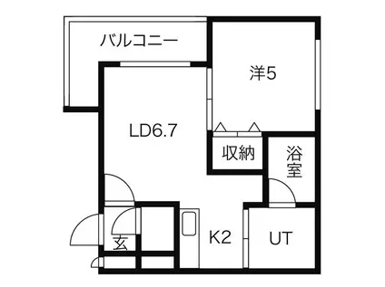 カハラコートセカンド(1LDK/4階)の間取り写真