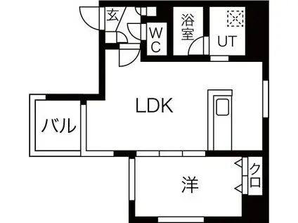 円山シャトー桂和医大前(1LDK/7階)の間取り写真