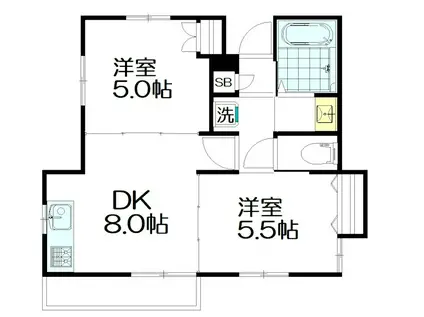 ベルデ フロレスタ(2DK/1階)の間取り写真