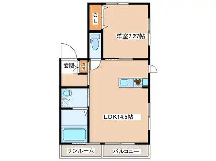 GRANDIR(1LDK/1階)の間取り写真