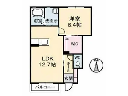 ブランドールTS A棟(1LDK/1階)の間取り写真