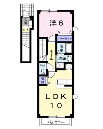 ヴィラ・バンリューA棟(1LDK/2階)の間取り写真