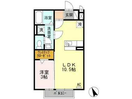 D-ROOM都(1LDK/1階)の間取り写真