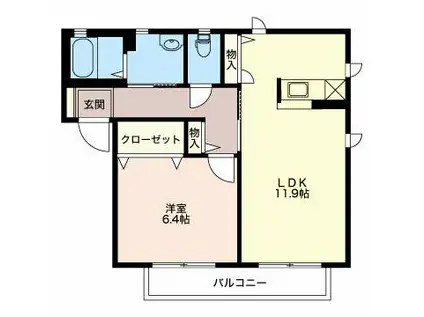 ボヌール上郷(1LDK/2階)の間取り写真