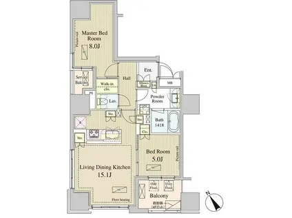 ウェンブリー表参道(2LDK/9階)の間取り写真