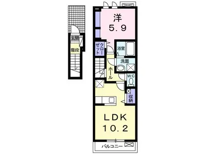 G-めぞん(1LDK/2階)の間取り写真