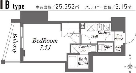 ZOOM池袋ウエスト(1K/2階)の間取り写真