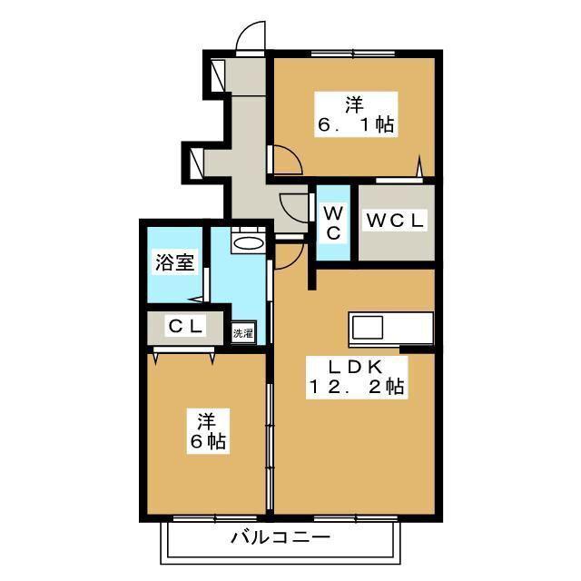 あさひ参番館(2LDK/1階)の間取り写真