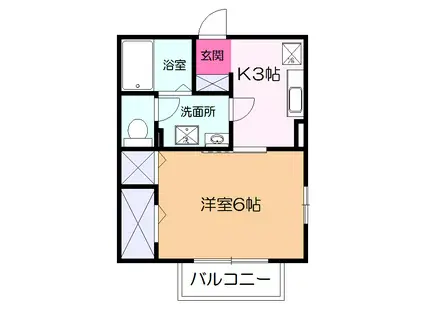 グランドリーフ(1K/2階)の間取り写真