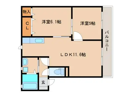 サンモール(2LDK/2階)の間取り写真