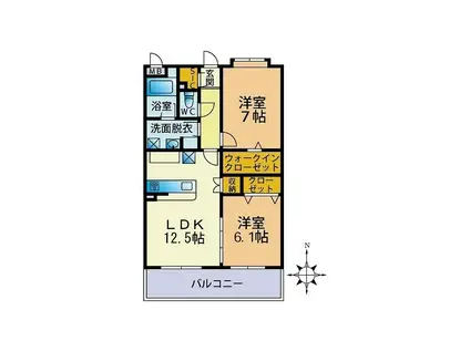 ヴィラージュ(2LDK/1階)の間取り写真