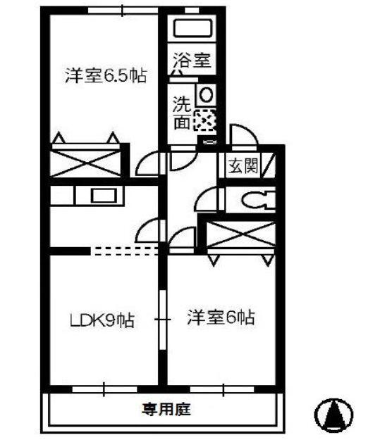 ハピネス21(2LDK/1階)の間取り写真