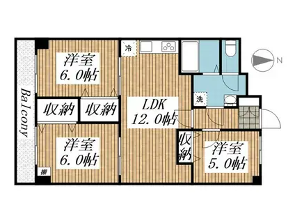 ジュネシオン小名木(3LDK/8階)の間取り写真