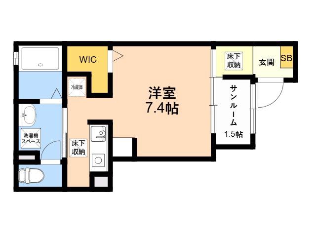 COWBELL COURT(ワンルーム/1階)の間取り写真