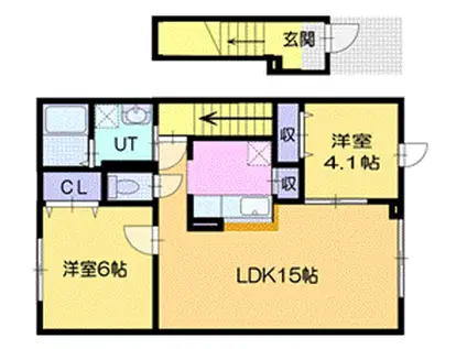 K・S ヴィラIII(2LDK/2階)の間取り写真