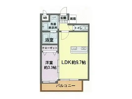 ヴィラージュ県庁前I 202号(1LDK/2階)の間取り写真