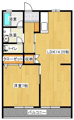 ハイツモア(1LDK/2階)の間取り写真