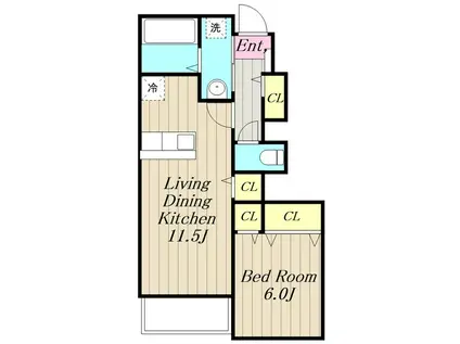 ポラリス オガワ(1LDK/1階)の間取り写真