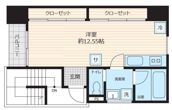 SCENE.MEGURO SAUNA RESIDENCE(ワンルーム/3階)の間取り写真