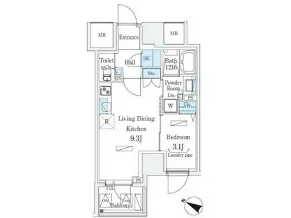 URBAN BREEZE 恵比寿(1LDK/7階)の間取り写真