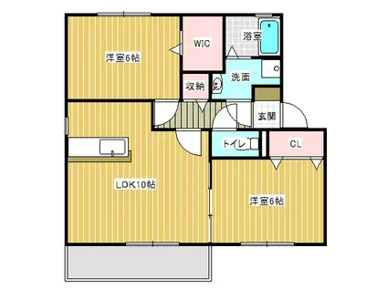 グリュック城ヶ崎 II(2LDK/1階)の間取り写真