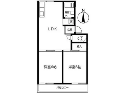 ハッピーハイム武里(2LDK/1階)の間取り写真