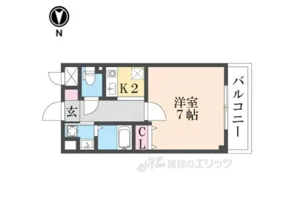 シャトルウエスト(1K/3階)の間取り写真