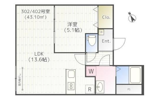 ザ・パークハウス東京(1LDK/4階)の間取り写真
