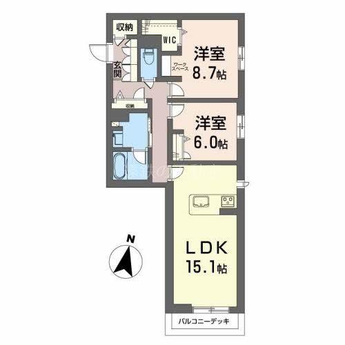 ヘスティア(2LDK/1階)の間取り写真